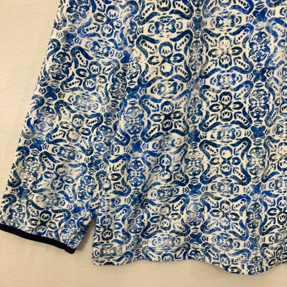 Lands' End size 3X Blue Geometric Pattern Stretch Sun Protection Long Sleeve Top - Picture 4 of 9